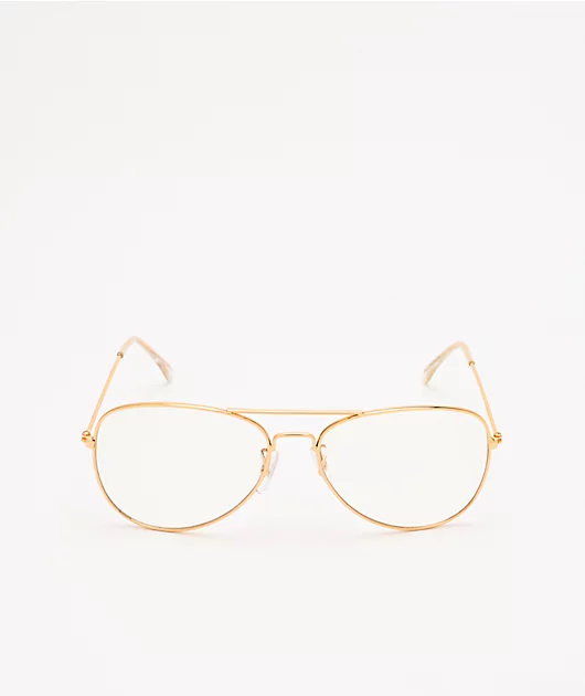 Pilot Gold & Clear Blue Light Glasses