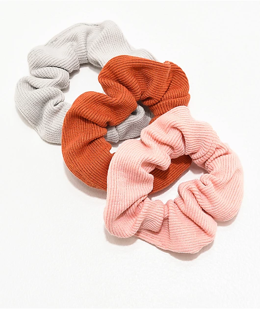 Stone + Locket Grey, Pink & Red 3 Pack Scrunchies