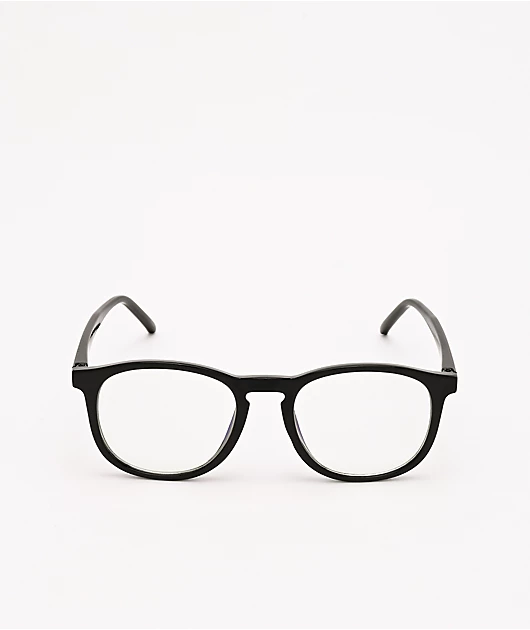 Round Black & Clear Blue Light Glasses