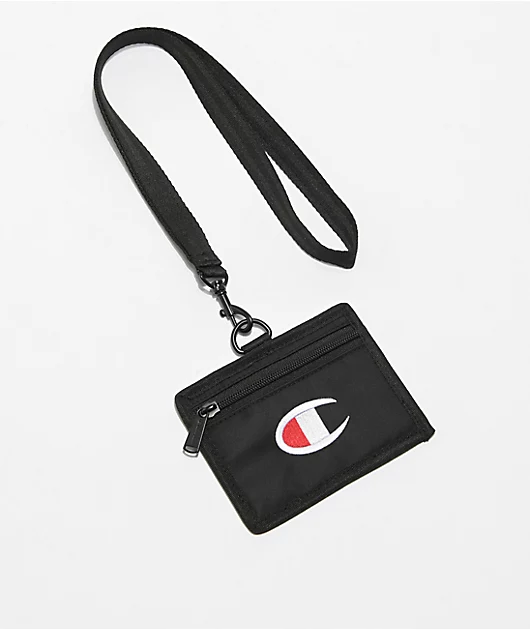 Champion Black Lanyard Wallet