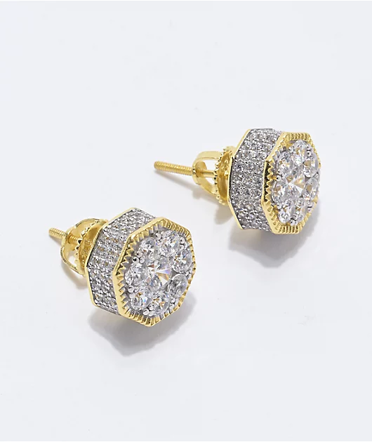64005-king-ice-hexagon-gold-stud-earrings-1.webp King Ice Hexagon Gold Stud Earrings