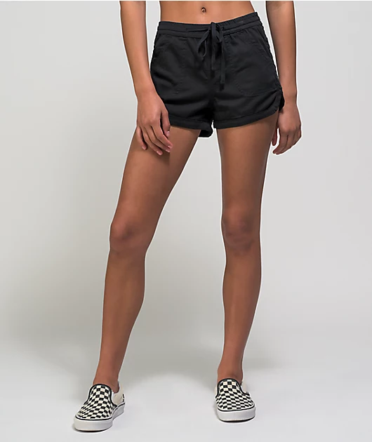 Unionbay Maribeth Pull Tie Black Sweat Shorts