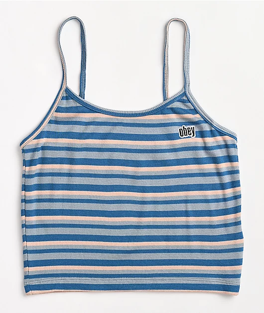 Obey South Shore Blue Stripe Crop Tank Top