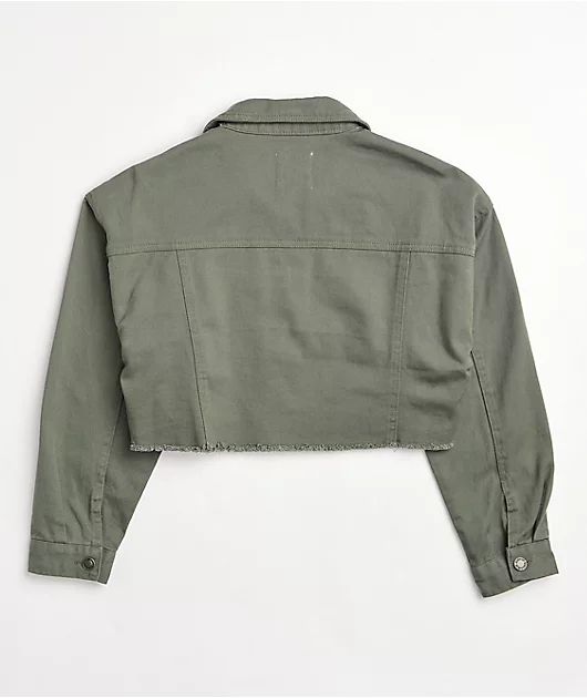 Angel Kiss Olive Crop Corduroy Jacket