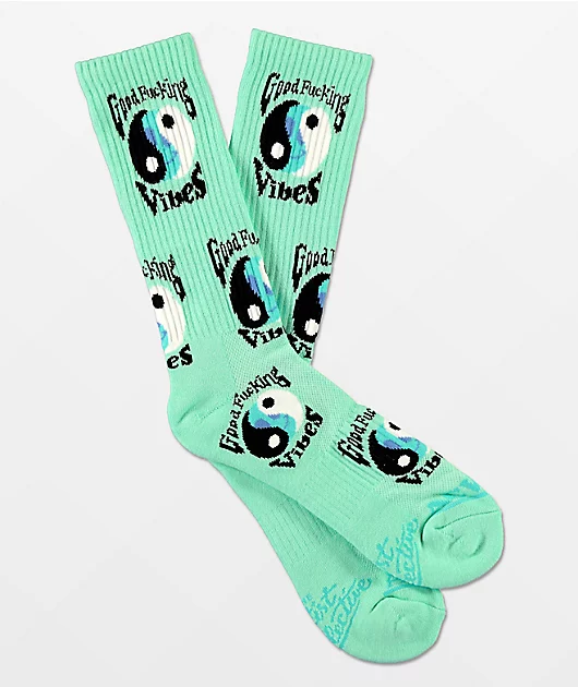Artist Collective Good F'ing Vibes Seafoam Crew Socks