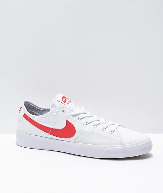 Nike SB BLZR Court White & Red Skate Shoes
