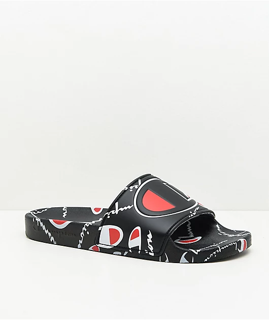 Champion IPO Warped Black Slide Sandals