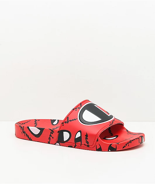 Champion IPO Warped Red Slide Sandals