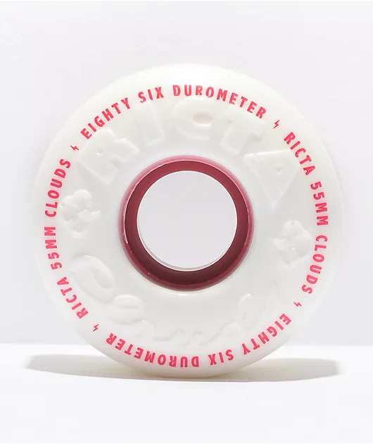 Ricta Clouds 55mm 86a White & Red Skateboard Wheels