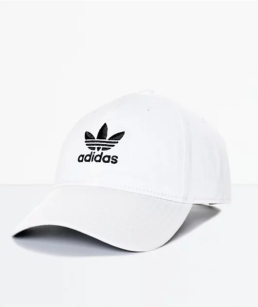 adidas Men's Trefoil Curved Bill White Strapback Hat