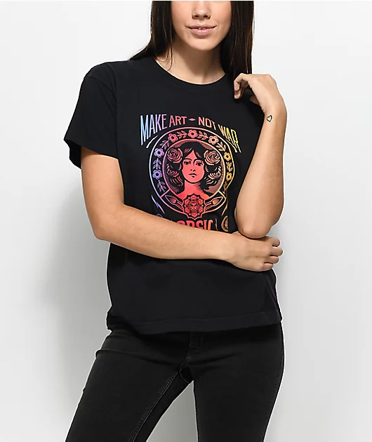 Obey Make Art Not War Boxy Black T-Shirt