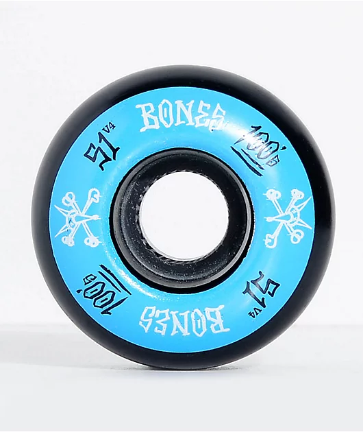 Bones 100 Ringers 51mm Blue & Black Skateboard Wheels