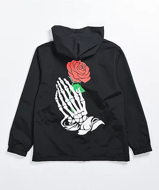Neon Riot Skeleton Hand Black Windbreaker Jacket