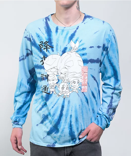 The Last Airbender Cartoon Blue Tie Dye Long Sleeve T-Shirt