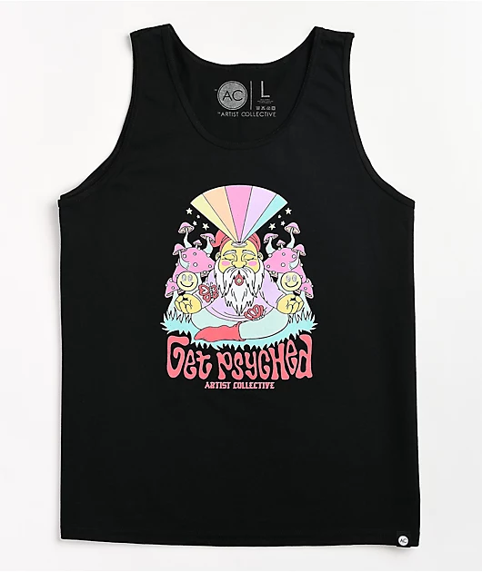 Artist Collective Get Psyched Black Tank Top