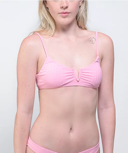 Damsel Bon Super Rib Pink Bralette Bikini Top