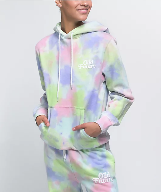 Odd Future Puff Print Pastel Wash Tie Dye Hoodie