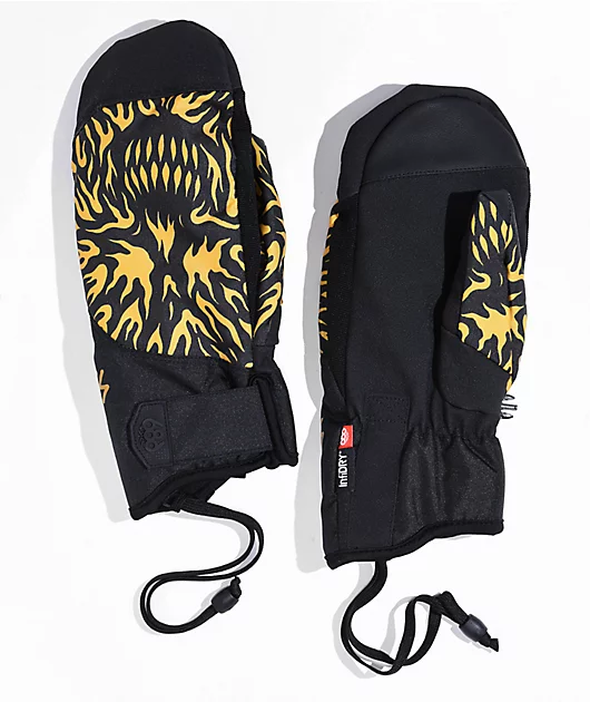 686 x Lurking Class By Sketchy Tank Primer Black & Orange Snowboard Mittens 2023