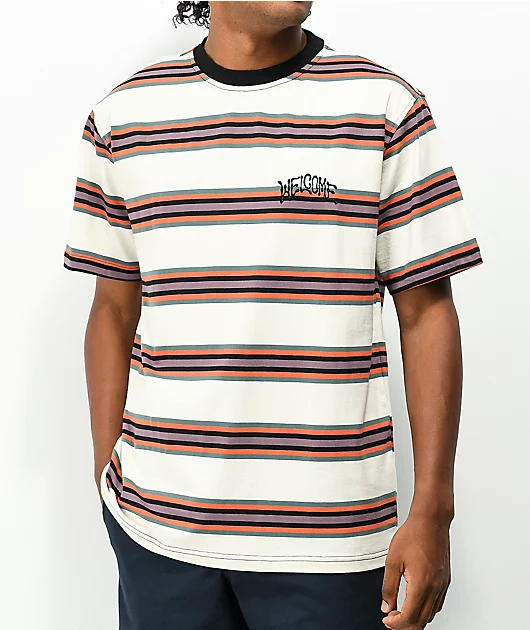 Welcome Thelema Bone & Multi Stripe T-Shirt