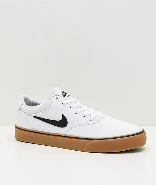 Nike SB Chron 2 White & Gum Canvas Skate Shoes