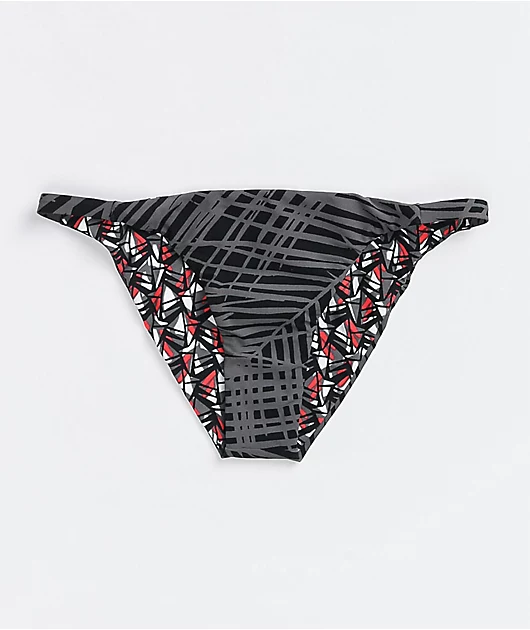 Kikirio Side Tab Palm Print Cheeky Bikini Bottom