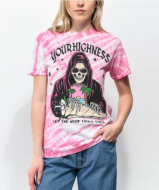 Your Highness Good Times Roll Pink & White Tie Dye T-Shirt