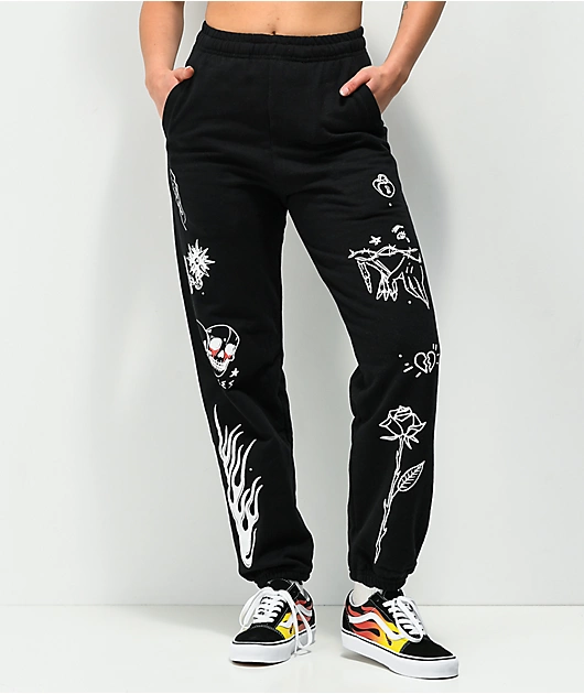 Broken Promises Crash And Burn Black Sweatpants