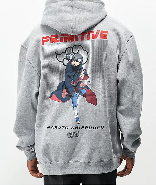 Primitive x Naruto Shippuden Itachi Uchiha Grey Hoodie