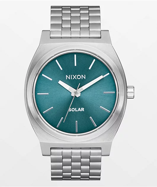 Nixon Time Teller Solar Silver & Dusty Blue Sunray Analog Watch