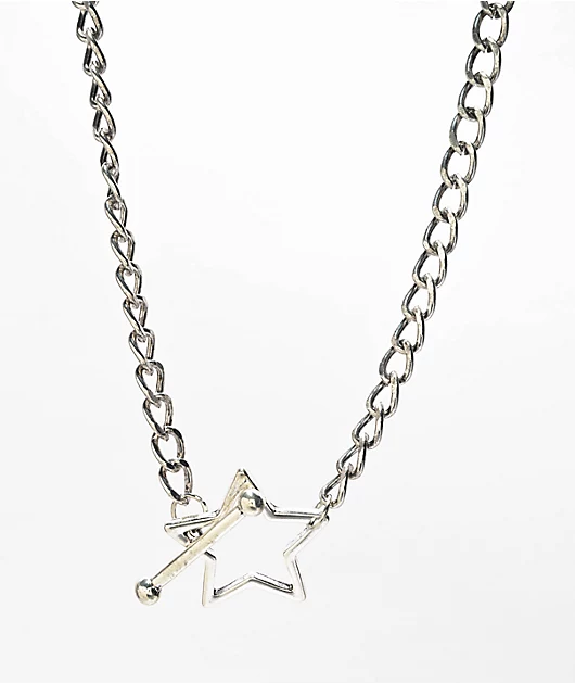 Stone + Locket Starstruck 15\" Silver Chain Necklace