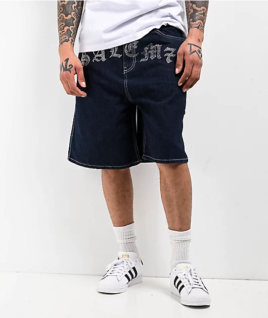 Salem7 Blingy Jorts Blue Denim Shorts