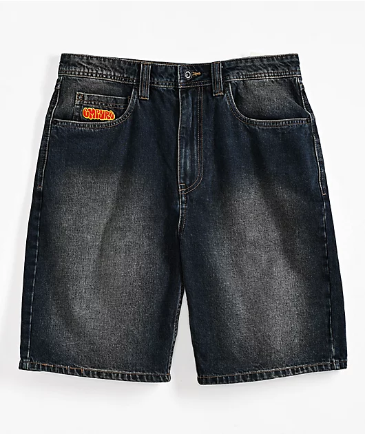 Empyre Loose Fit Dark Blue Wash Denim Skate Shorts