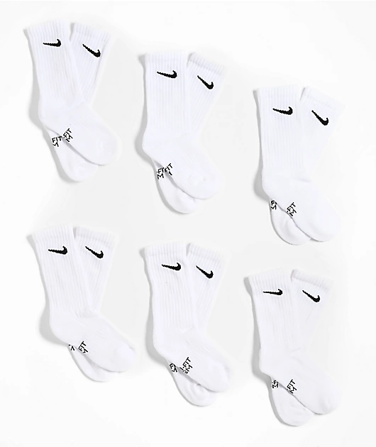 Nike Kids Everyday White 6 Pack Crew Socks
