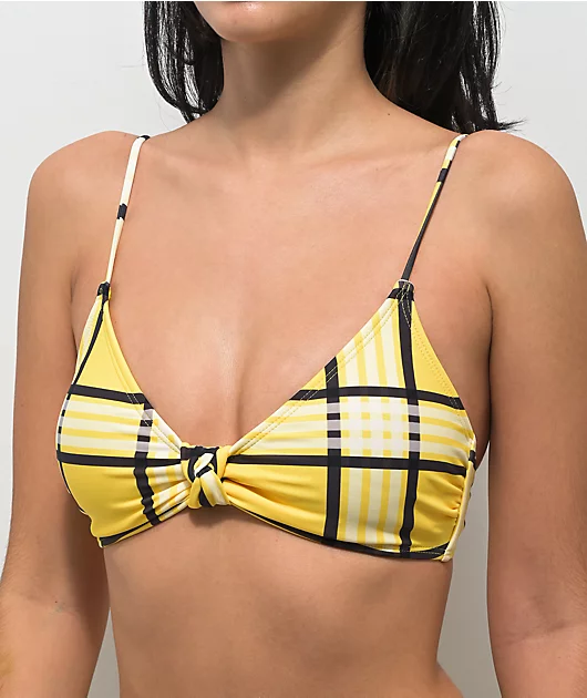 7284-trillium-cher-yellow-black-plaid-triangle-bikini-top-3.webp Trillium Cher Yellow & Black Plaid Triangle Bikini Top