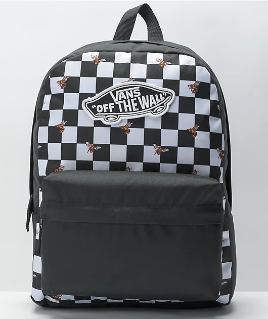 Vans Realm Bee Checkered Black & White Backpack