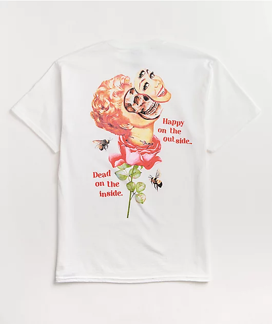 Broken Promises Happy On The Outside White T-Shirt