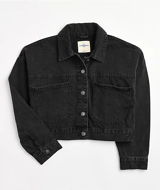 Angel Kiss Oversize Dark Wash Crop Denim Jacket
