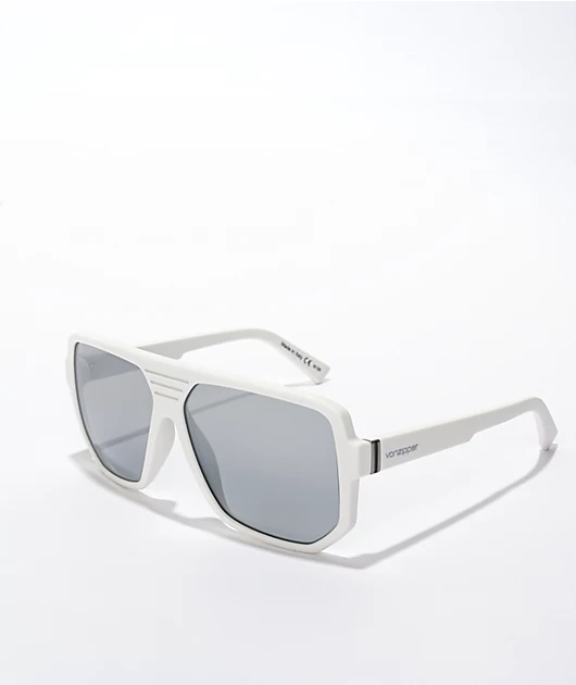 VONZIPPER Roller White Satin & Chrome Sunglasses