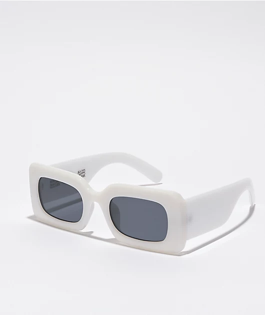 Petals and Peacocks Rhubic 2.0 Frosted White Sunglasses