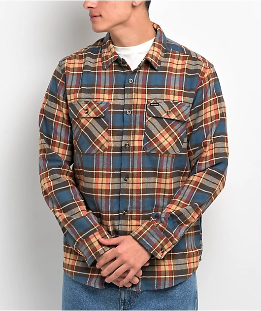 74848-brixton-bowery-blue-sand-flannel-shirt-1.webp Brixton Bowery Blue & Sand Flannel Shirt