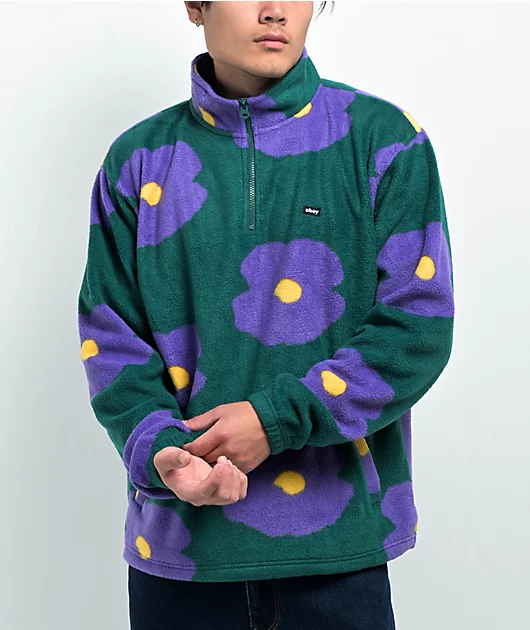 Obey Evens Green Quarter Zip Sweatshirt