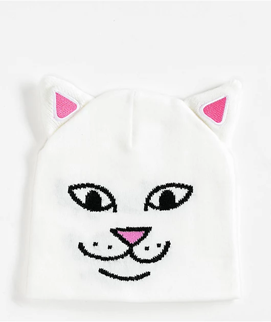 RIPNDIP Nerm Face Cat White Beanie