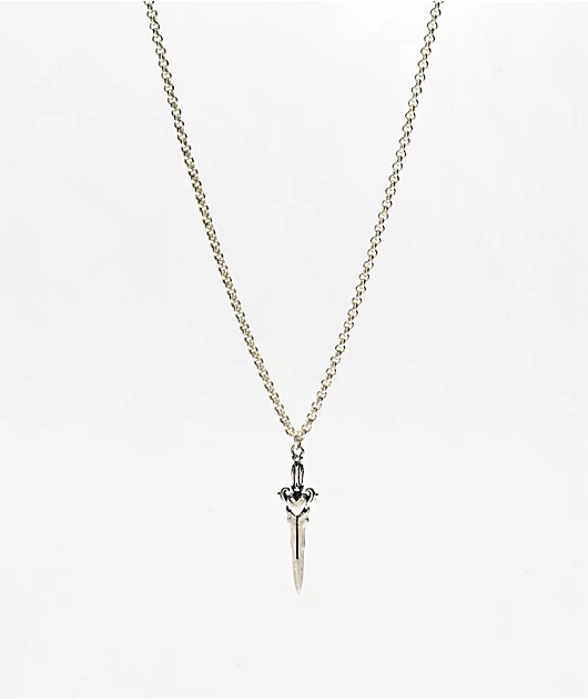 Candy Corpse Dagger 18\" Silver Necklace
