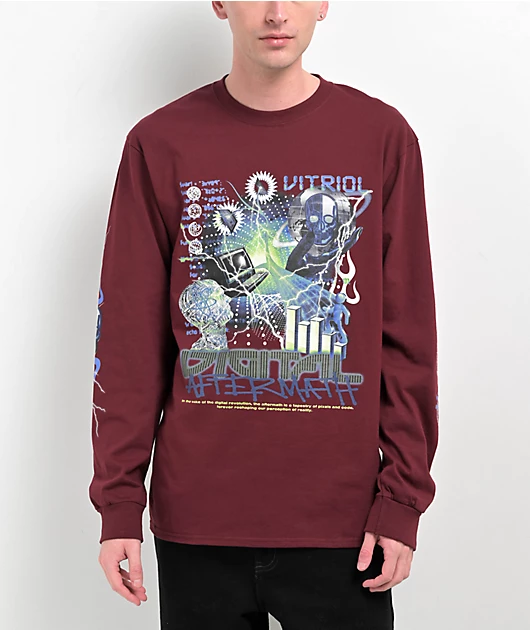 75610-vitriol-digital-aftermath-maroon-long-sleeve-t-shirt-1.webp Vitriol Digital Aftermath Maroon Long Sleeve T-Shirt