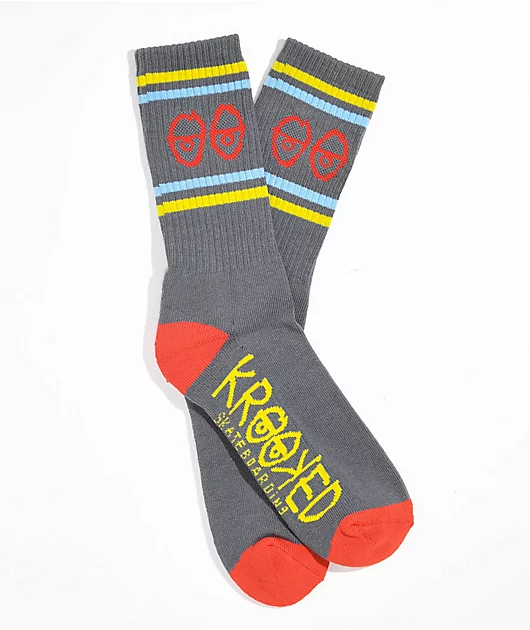75653-krooked-eyes-charcoal-crew-socks-1.webp Krooked Eyes Charcoal Crew Socks