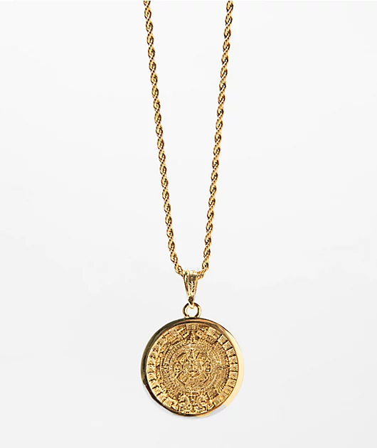 75742-saint-midas-aztec-calendar-20-gold-chain-necklace-1.webp Saint Midas Aztec Calendar 20\" Gold Chain Necklace