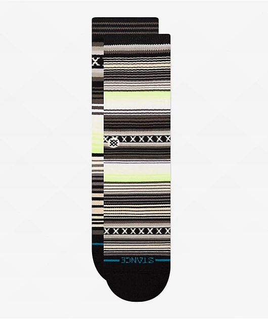 Stance Curren Striped Green, Yellow & White Crew Socks