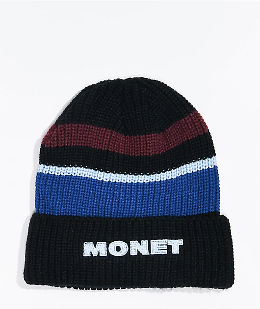 Monet Delridge Black, Red, & Blue Stripe Beanie