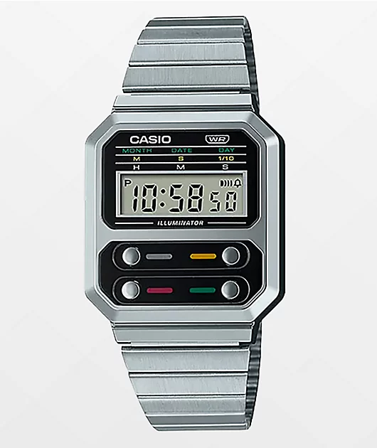 Casio A100WE-1AVT Vintage Revival Silver & Black Watch