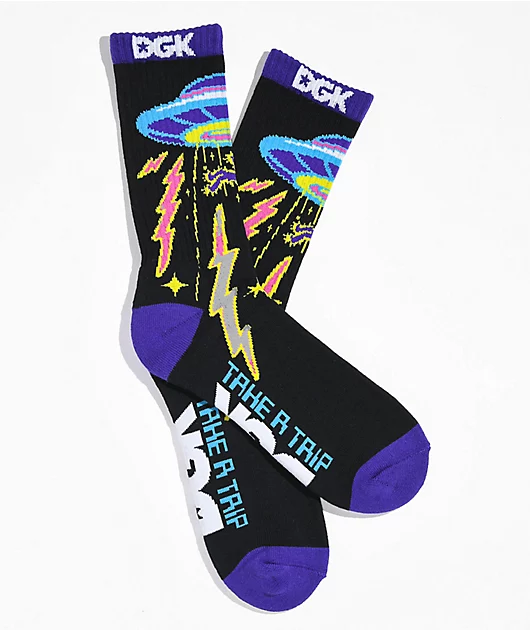 DGK Abduction Black, Purple, & Pink Crew Socks